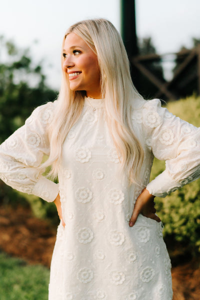 Creamy Floral Mini Dress