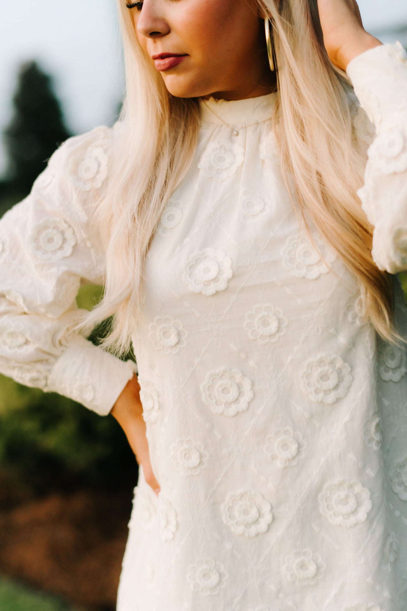 Creamy Floral Mini Dress