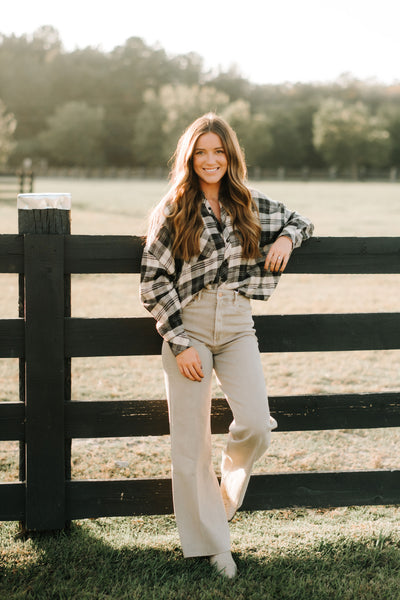 Cream Plaid Top