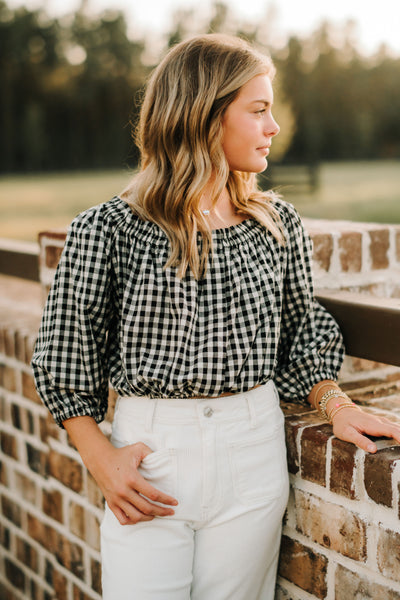 Black and White Gingham Top