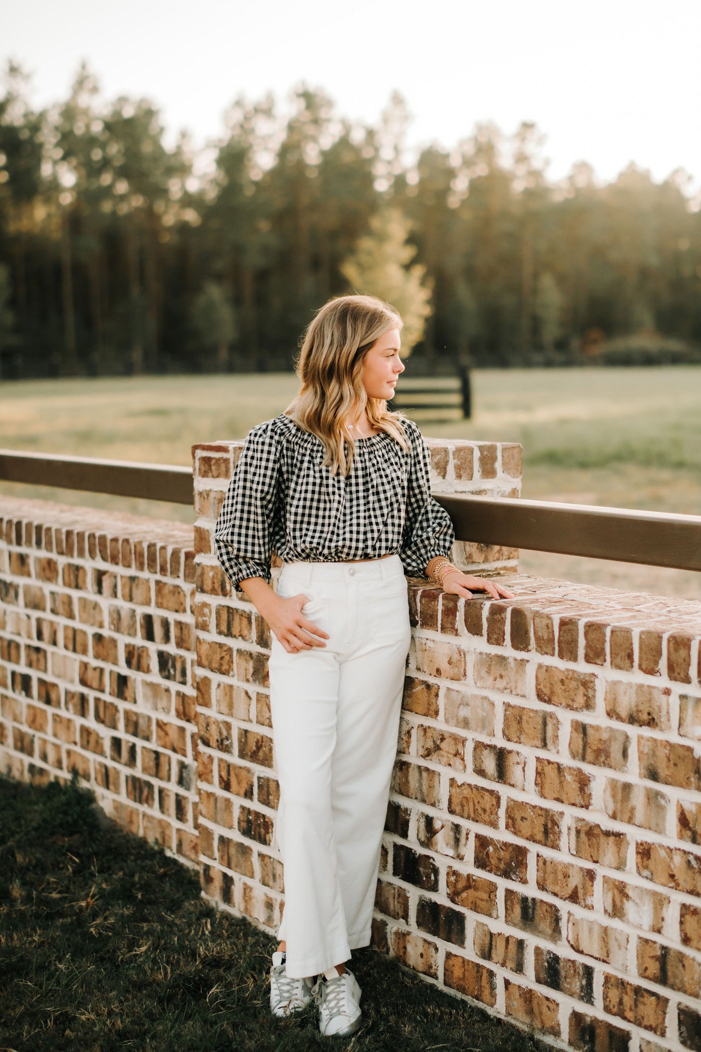 Black and White Gingham Top