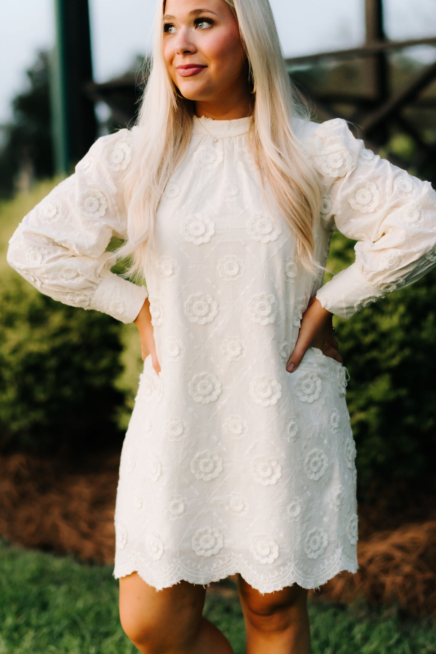 Creamy Floral Mini Dress