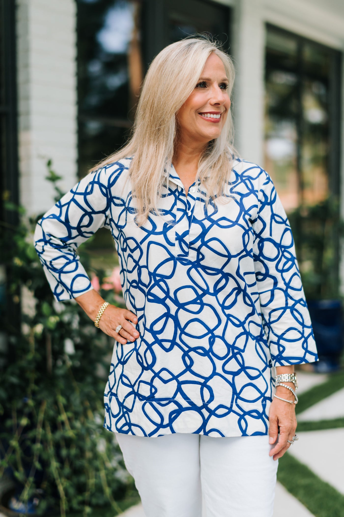 Pretty Blue Printed Tunic