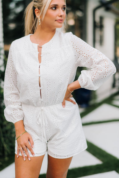 Eyelet Button Down Romper